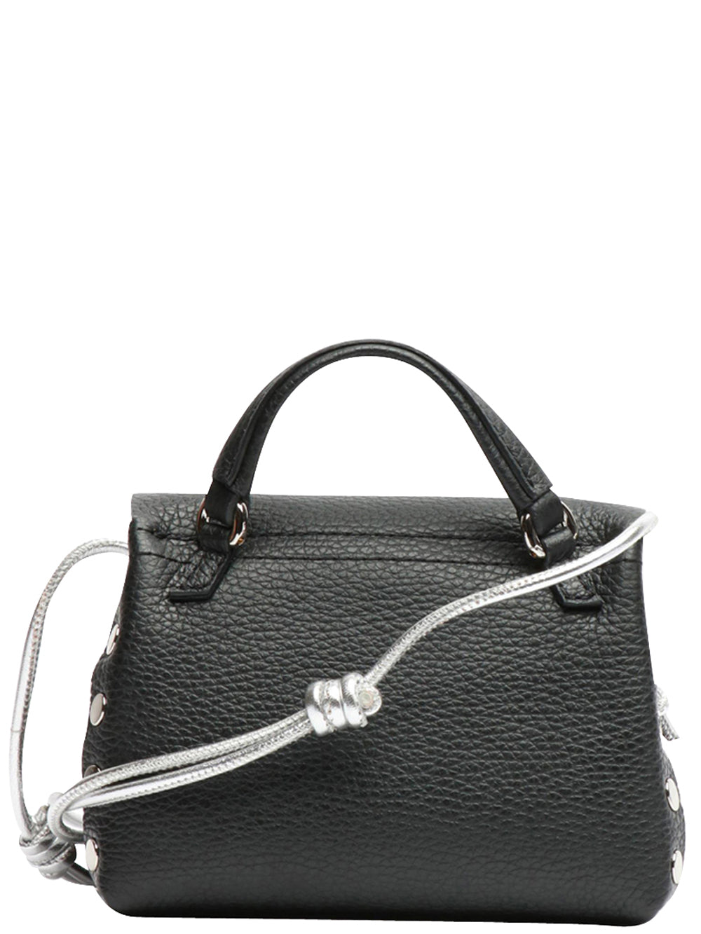 ZANELLATO Borsa a Mano Postina Daily Night SBaby in Pelle Nera Nero/argento laminato