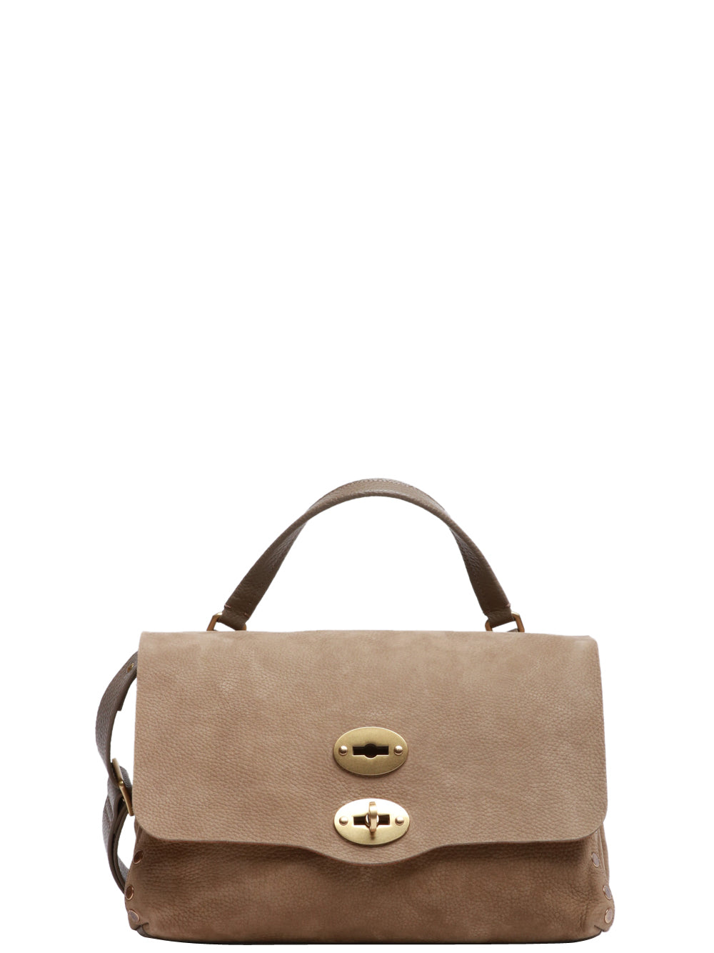 ZANELLATO Borsa a Mano Postina Jones Small in Pelle Scamosciata Tortora Grigio