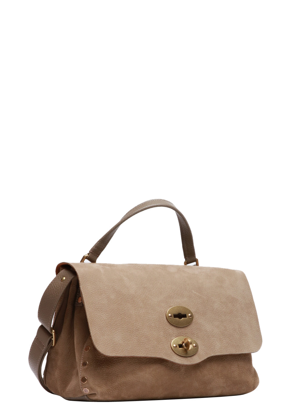 ZANELLATO Borsa a Mano Postina Jones Small in Pelle Scamosciata Tortora Grigio