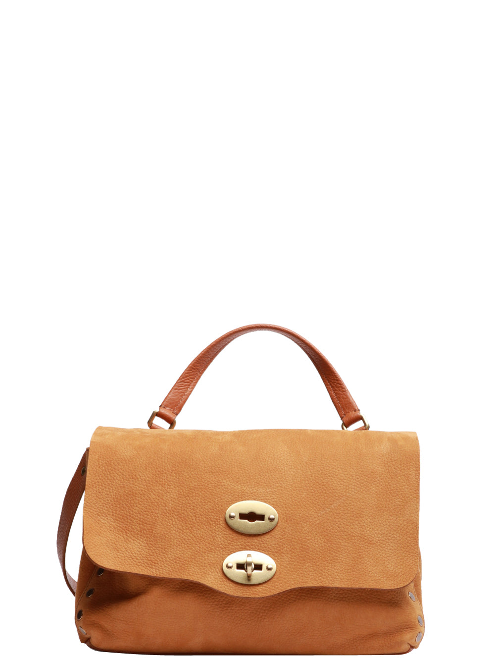 ZANELLATO Borsa a Mano Postina Jones Small in Pelle Scamosciata Cuoio Cuoio