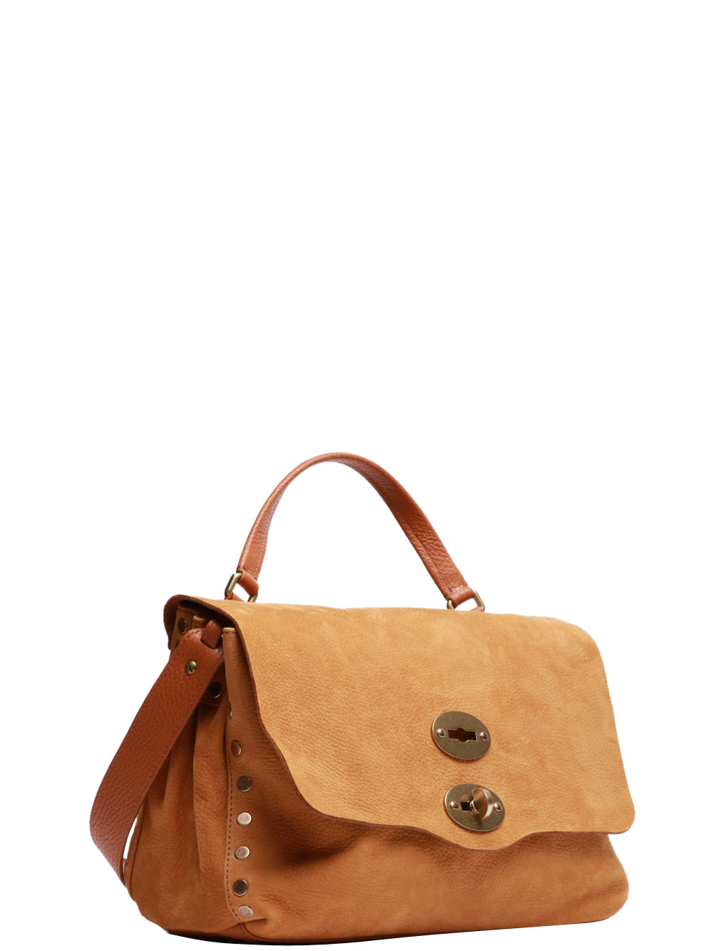 ZANELLATO Borsa a Mano Postina Jones Small in Pelle Scamosciata Cuoio Cuoio