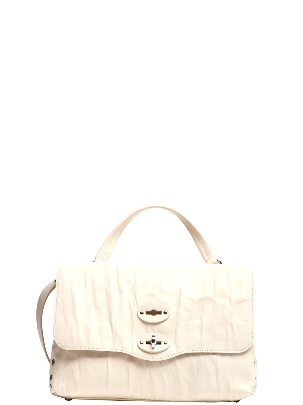 ZANELLATO Borsa a Mano Postine Plissè Small in Pelle Panna Panna