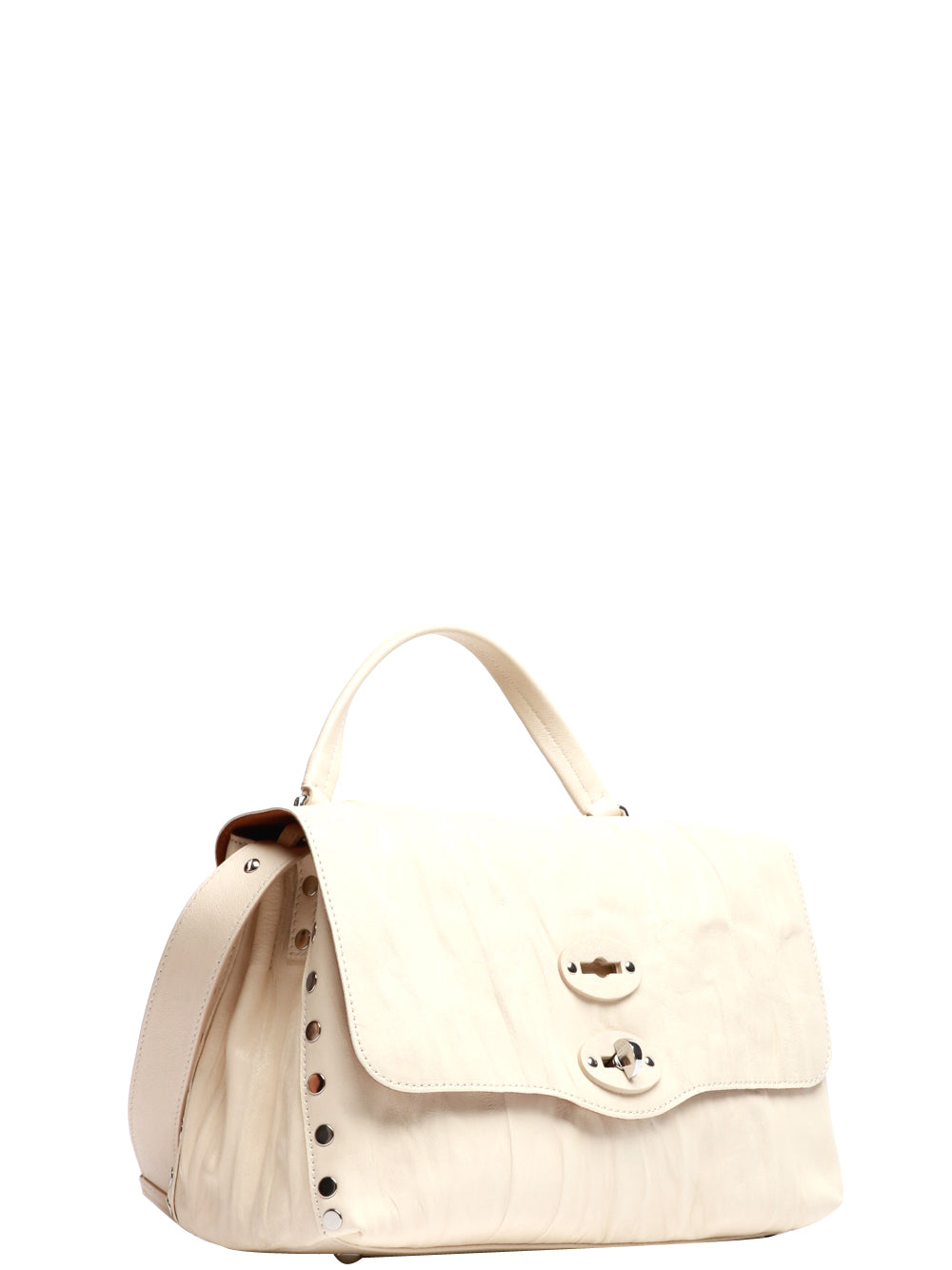 ZANELLATO Borsa a Mano Postine Plissè Small in Pelle Panna Panna