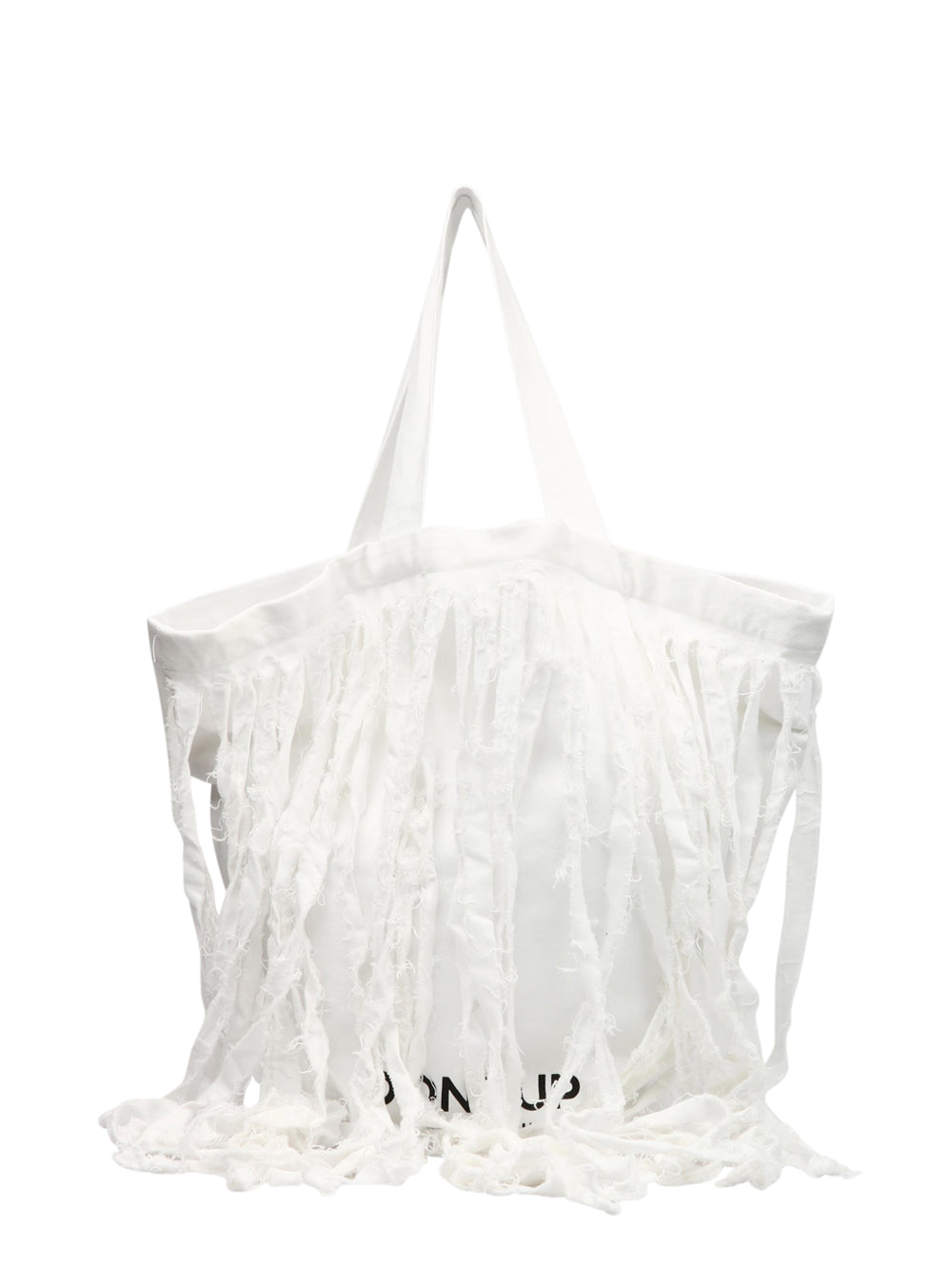 Borsa a Spalla in Eco Bull Denim Bianca con Frange