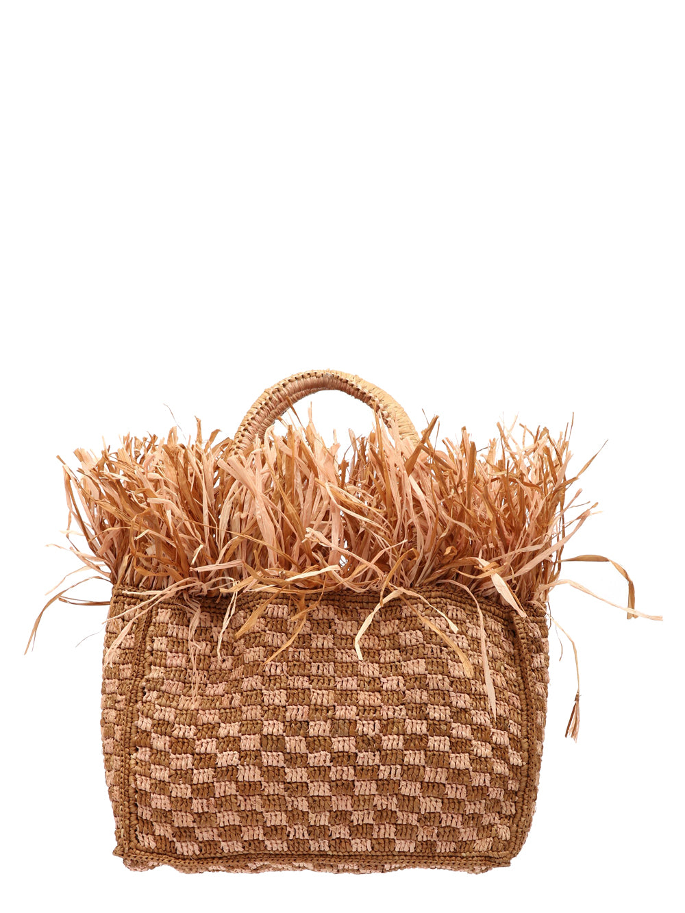 Irene Small Handbag in Rafia with Fringes