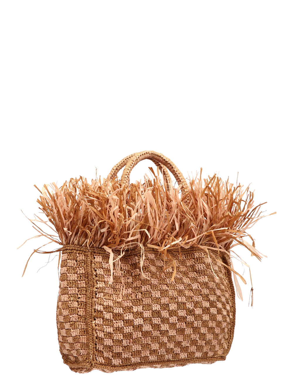 Irene Small Handbag in Rafia with Fringes