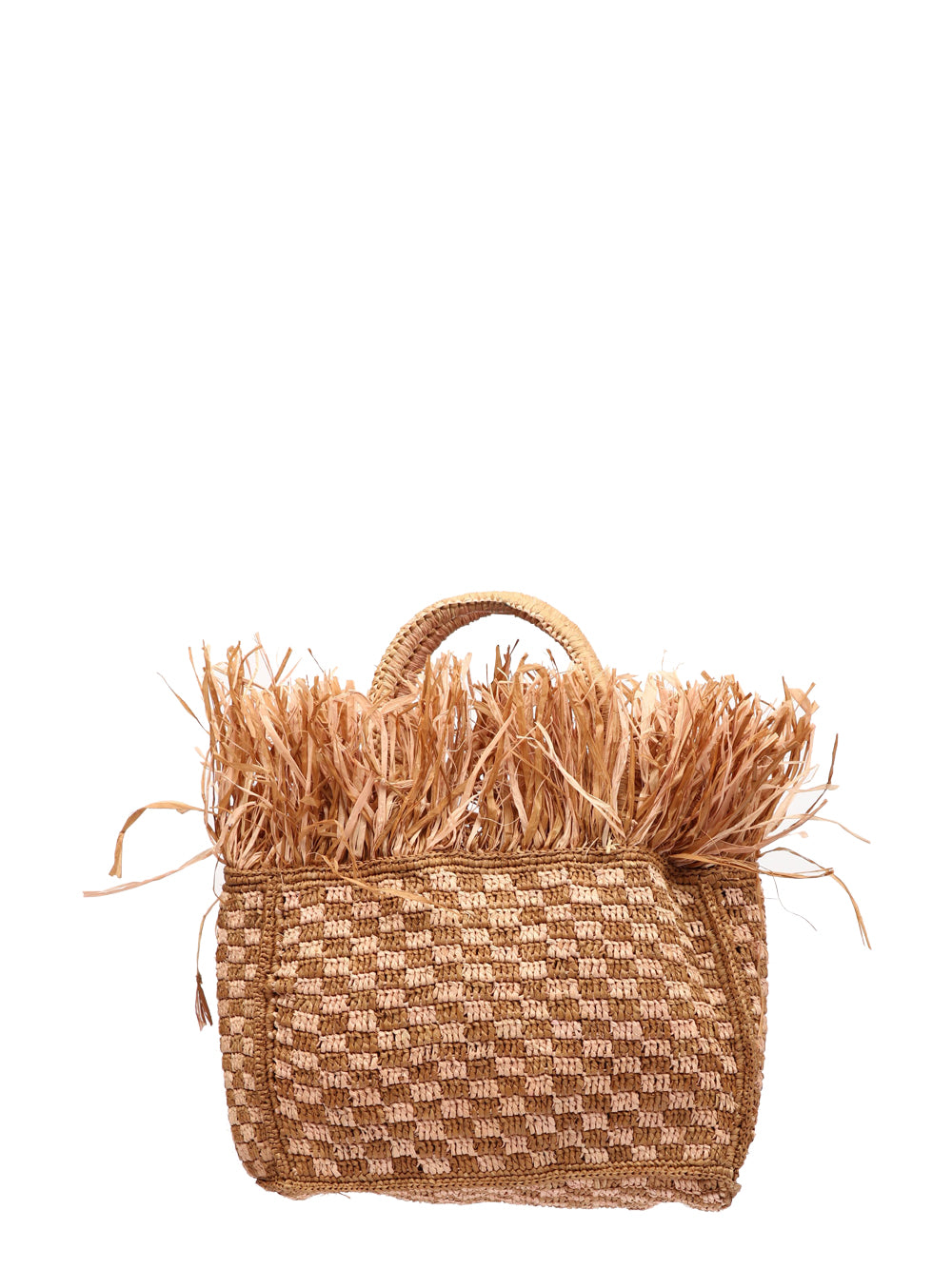 Irene Small Handbag in Rafia with Fringes