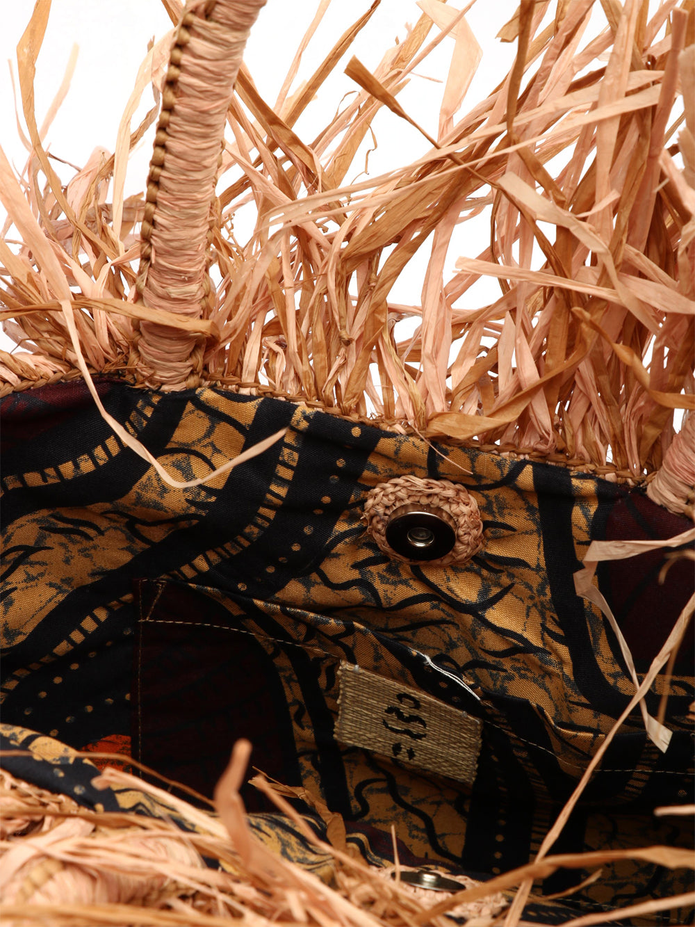 Irene Small Handbag in Rafia with Fringes