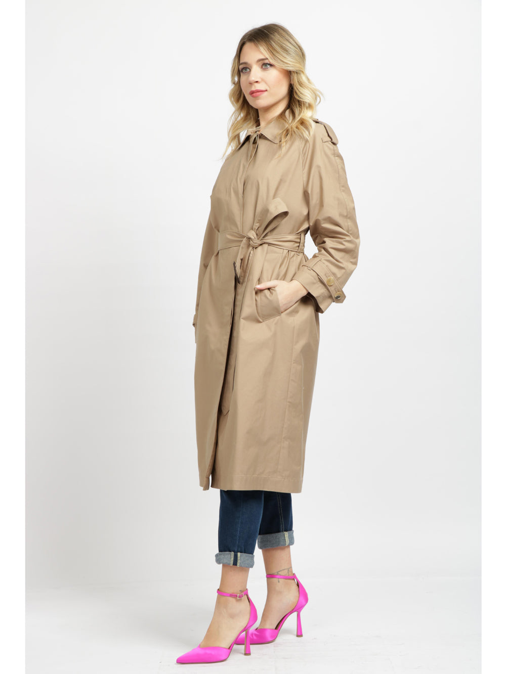 Trench Rtrench in Cotone Antigoccia Beige