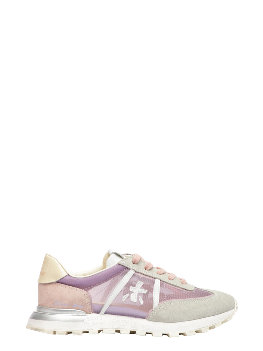 Johnlowd Sneakers Shoes in Purple and Gray Fabric and Suede