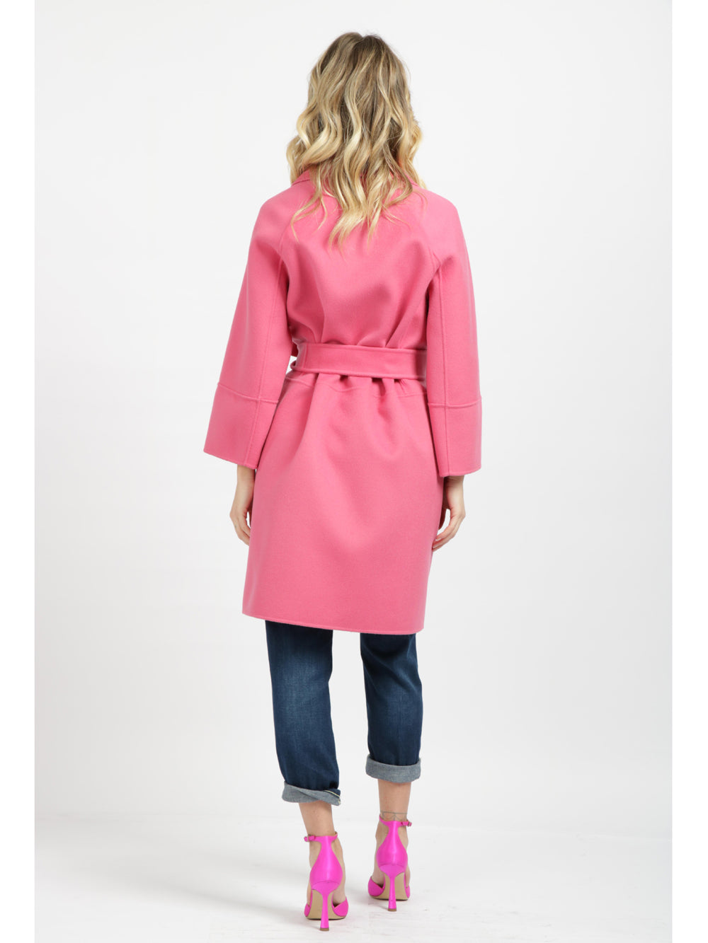 Cappotto Arona a Vestaglia in Lana Vergine Rosa