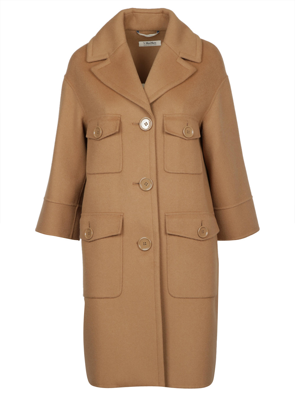 Cappotto Marianna Monopetto in Lana Vergine Cammello
