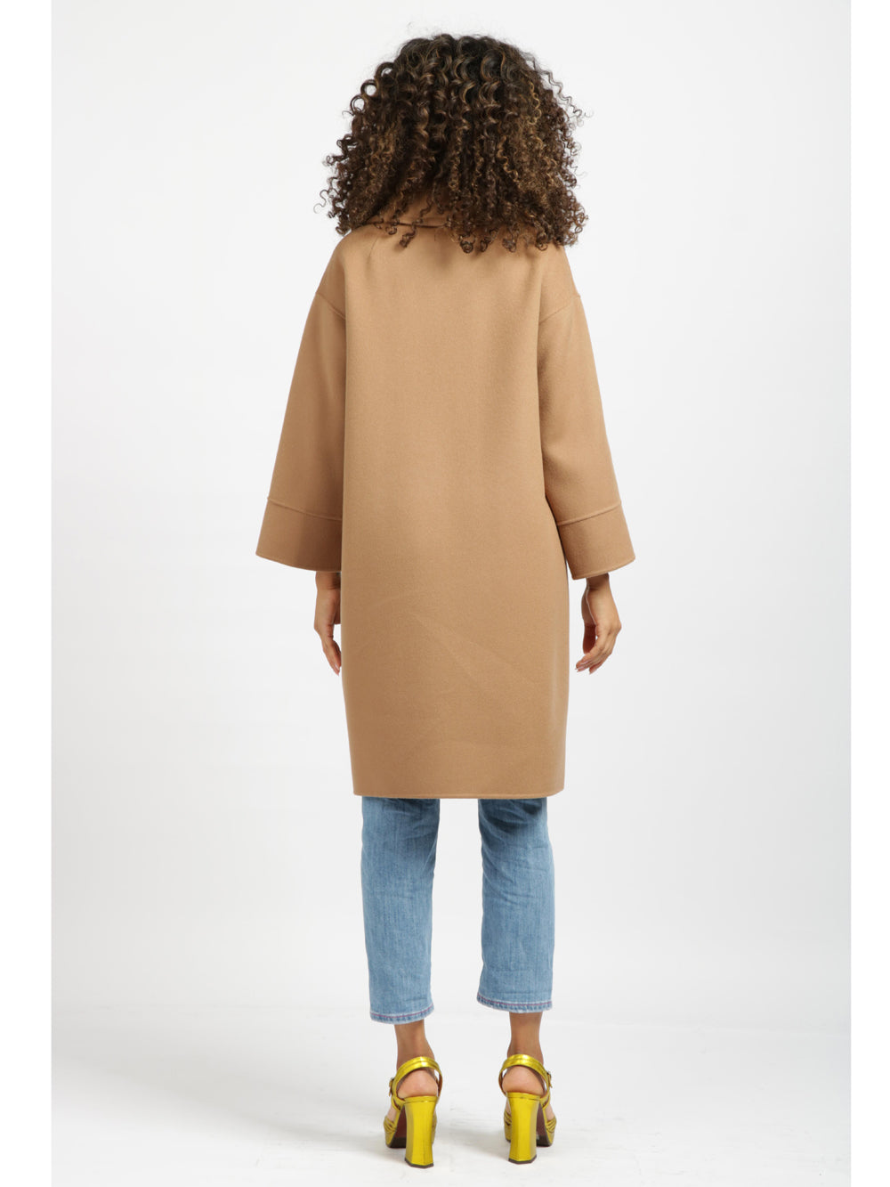 Cappotto Marianna Monopetto in Lana Vergine Cammello