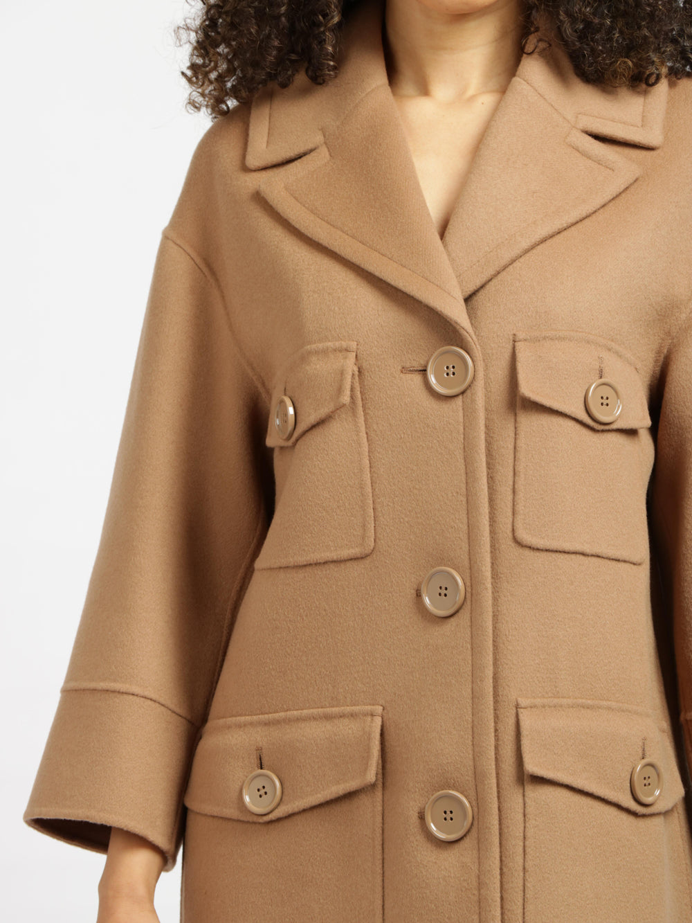 Cappotto Marianna Monopetto in Lana Vergine Cammello