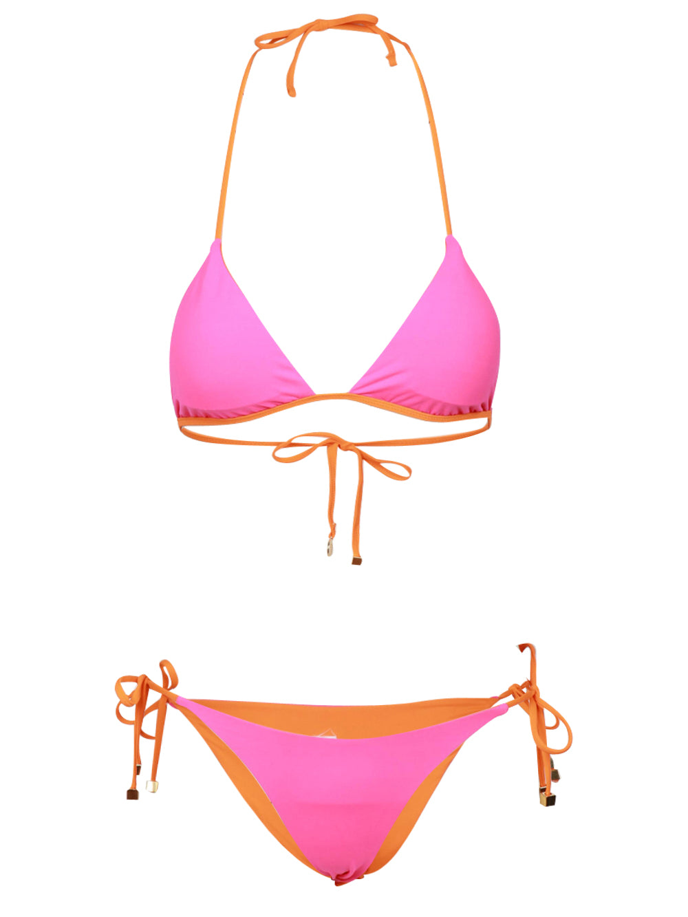 Costume Bikini Giudith Triangolo Double Face Fucsia e Arancio