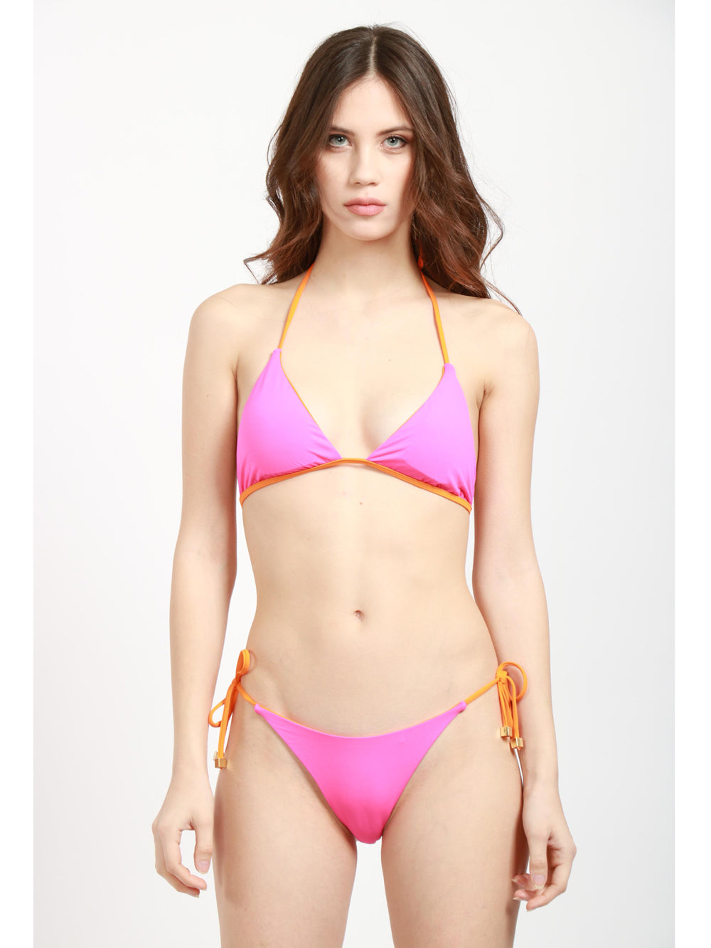 Costume Bikini Giudith Triangolo Double Face Fucsia e Arancio