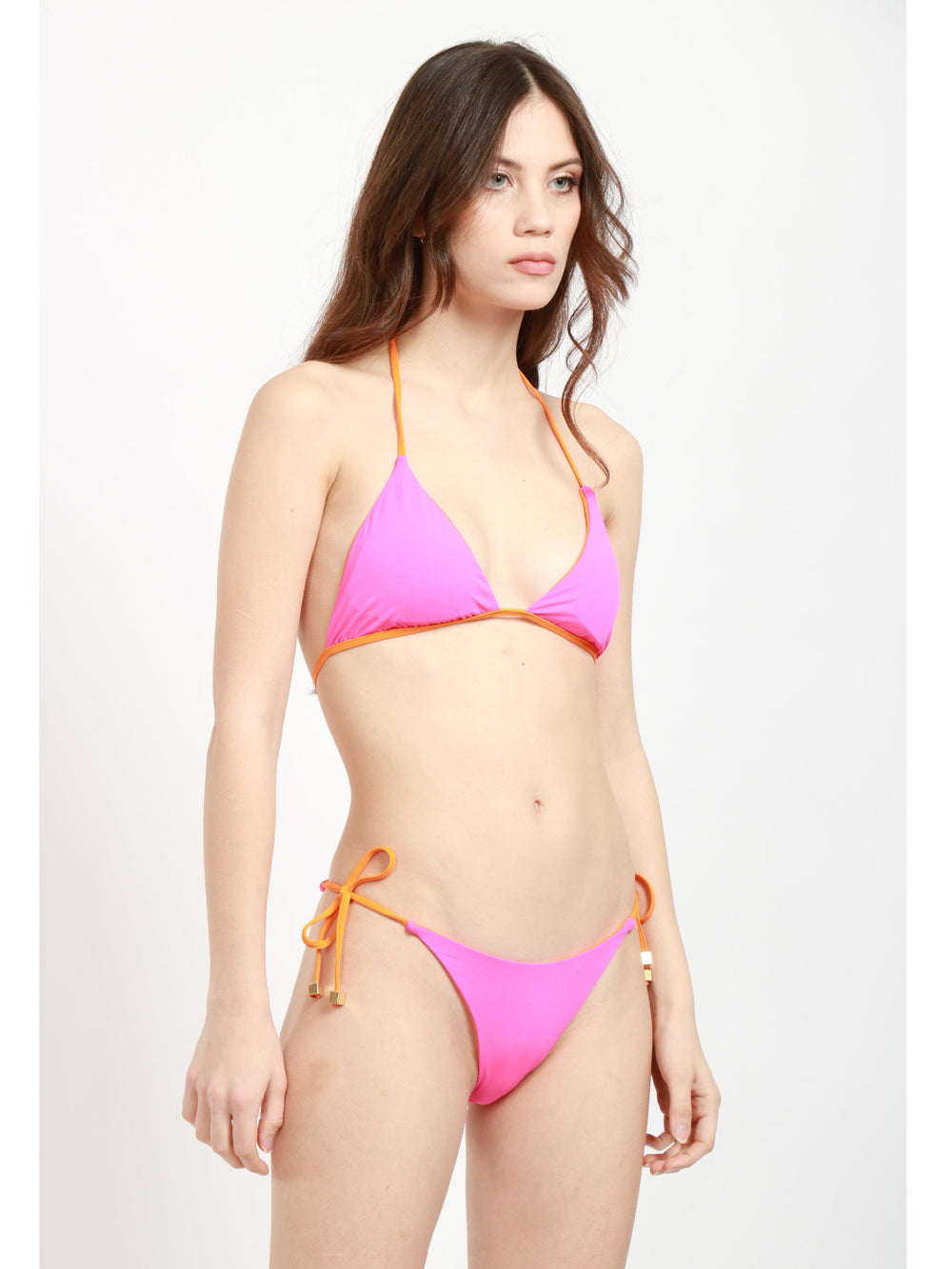 Costume Bikini Giudith Triangolo Double Face Fucsia e Arancio
