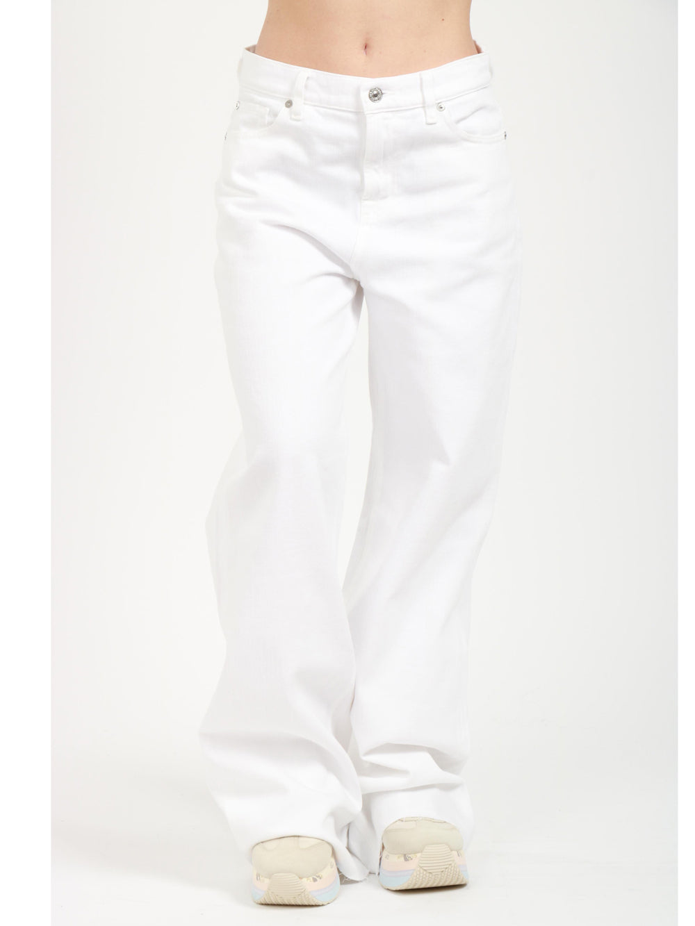 Jeans Scout in Denim Bianchi con Fondo Taglio Vivo