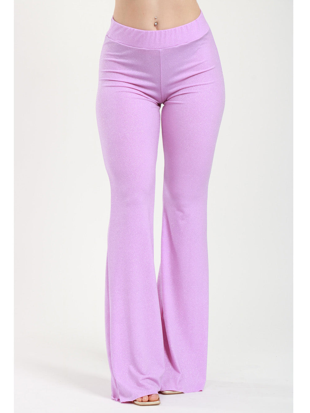 BG LOVE Pantaloni Frida a Zampa Glicine con Glitter Lilla
