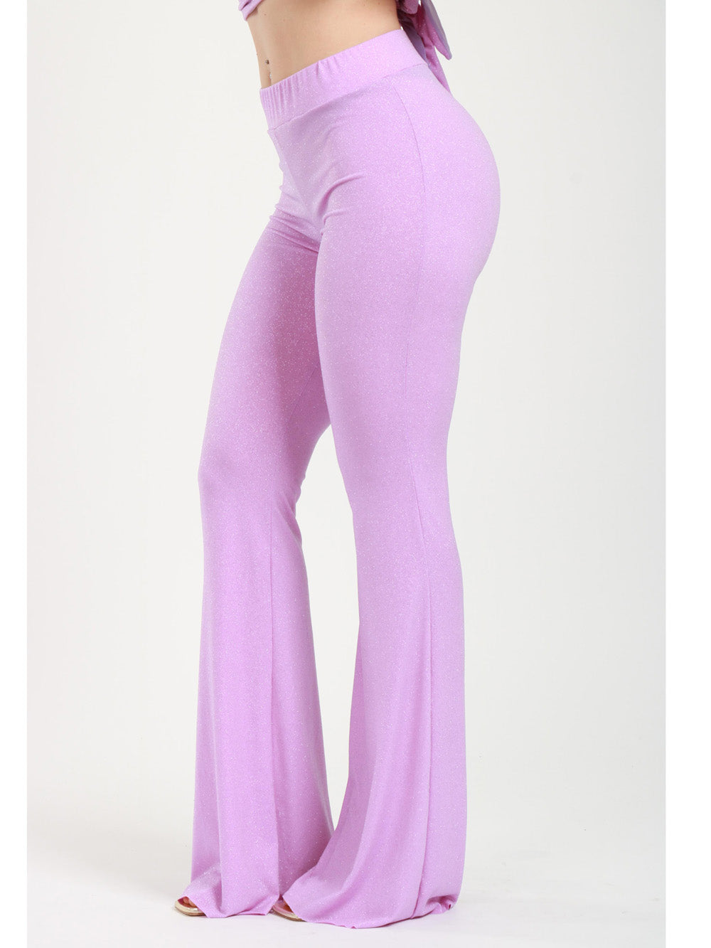 BG LOVE Pantaloni Frida a Zampa Glicine con Glitter Lilla