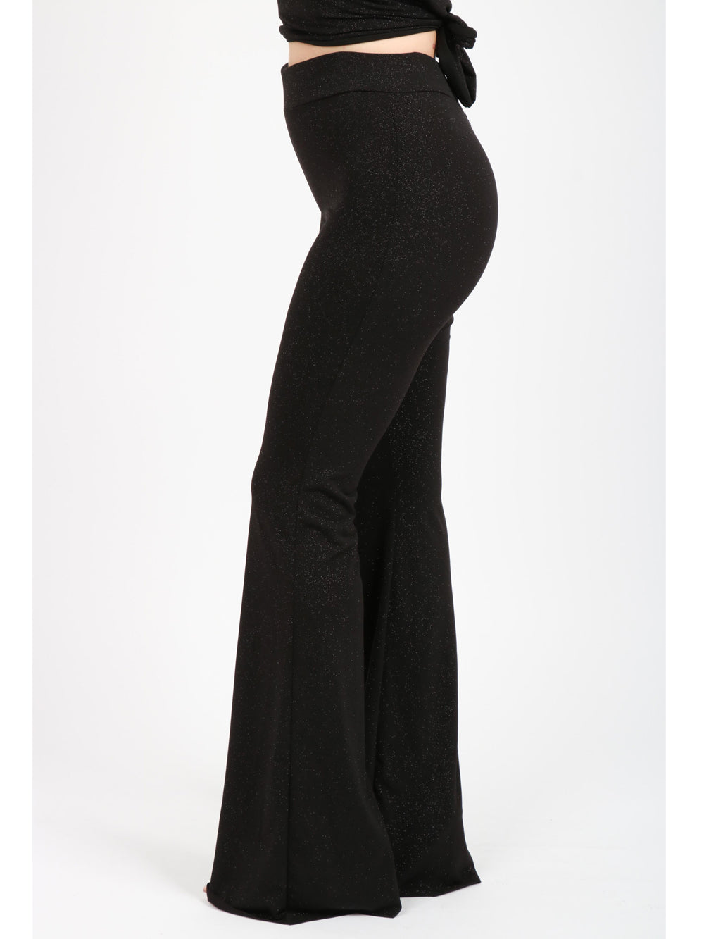 BG LOVE Pantaloni Frida a Zampa Neri con Glitter Nero