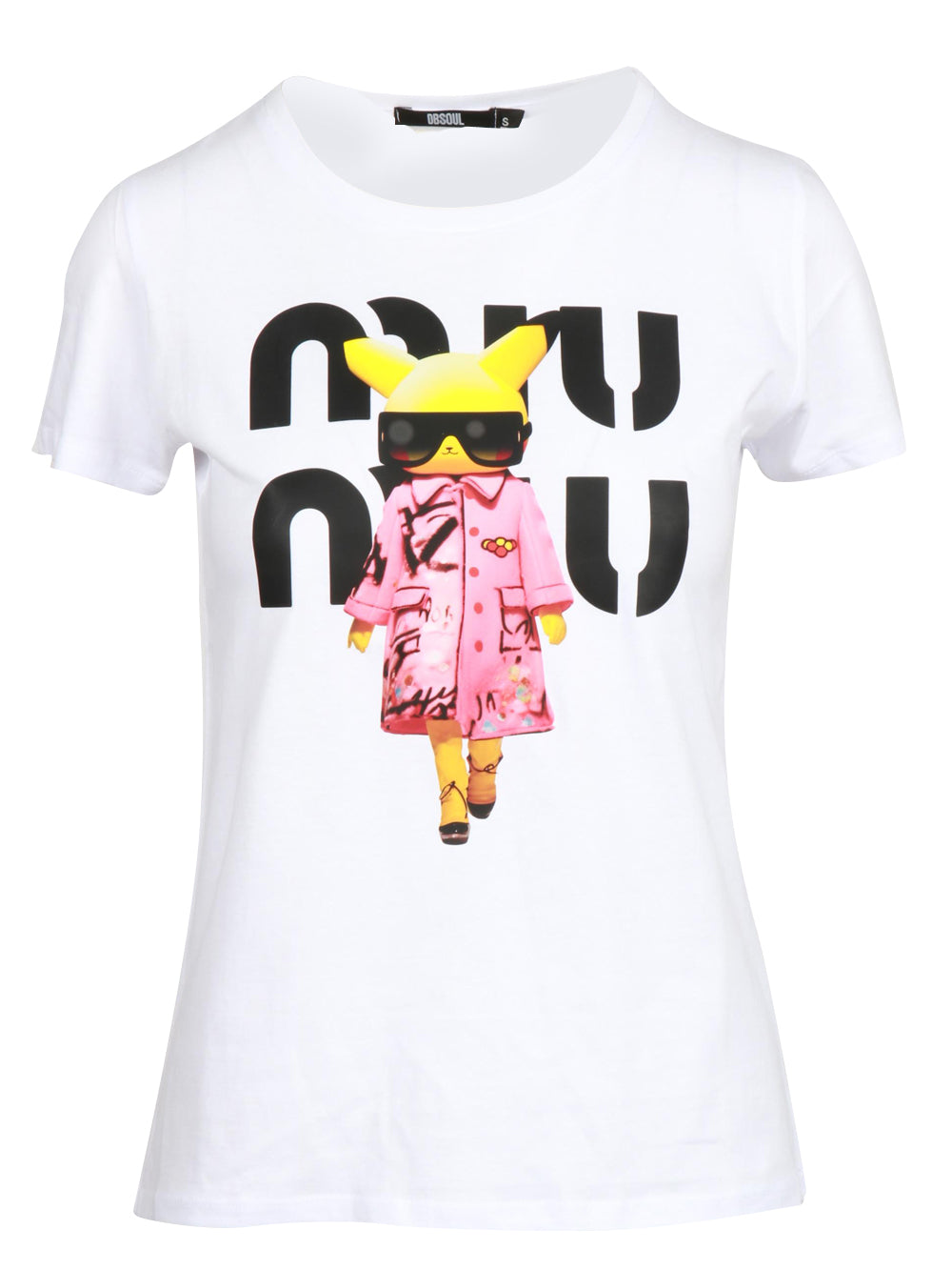 DBSOUL T-Shirt Rimini Bianca con Stampa Pikachu e Miu Miu Bianco