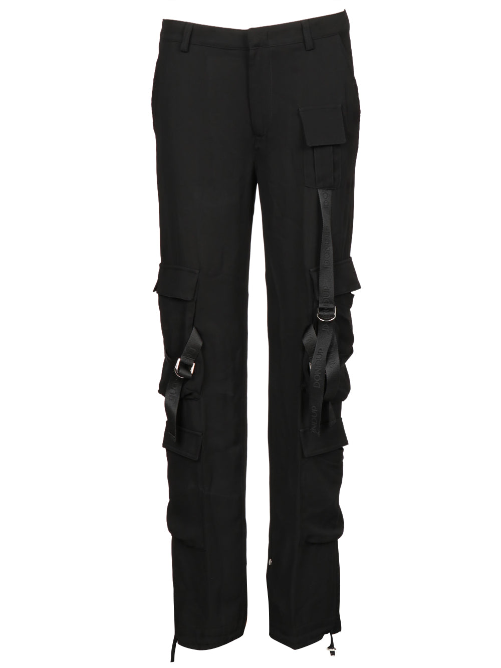 Pantaloni Luz Cargo in Georgette Neri con Lacci