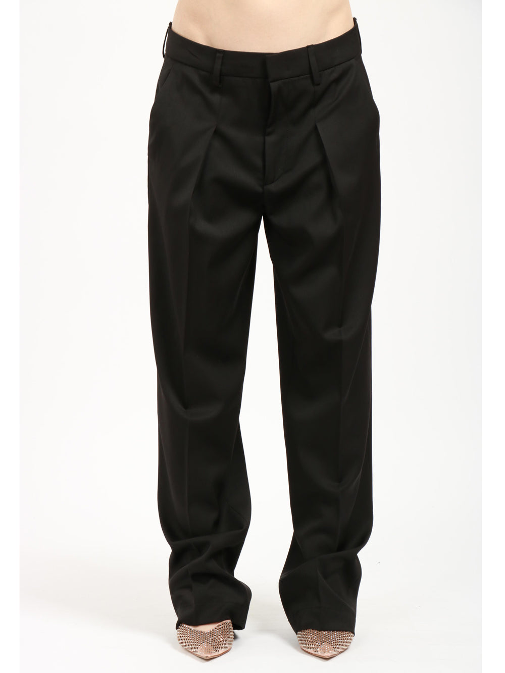 Lil Pants in Black Virgin Wool with Pinces