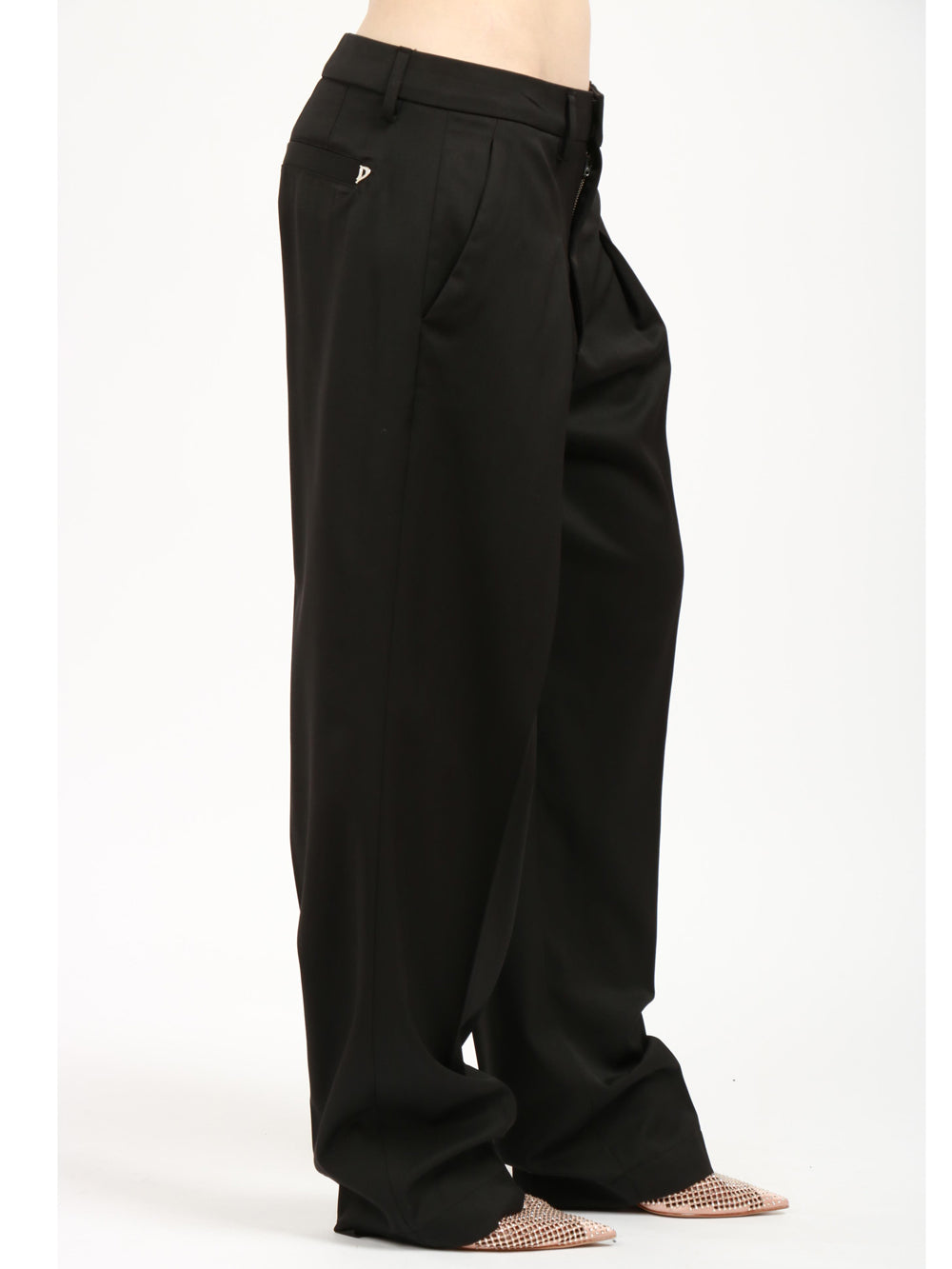 Lil Pants in Black Virgin Wool with Pinces