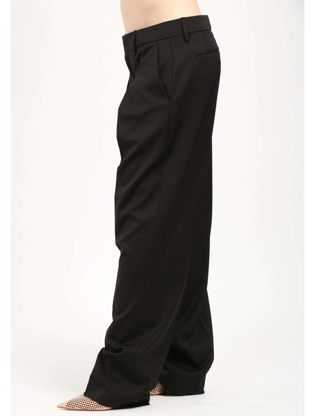 Lil Pants in Black Virgin Wool with Pinces