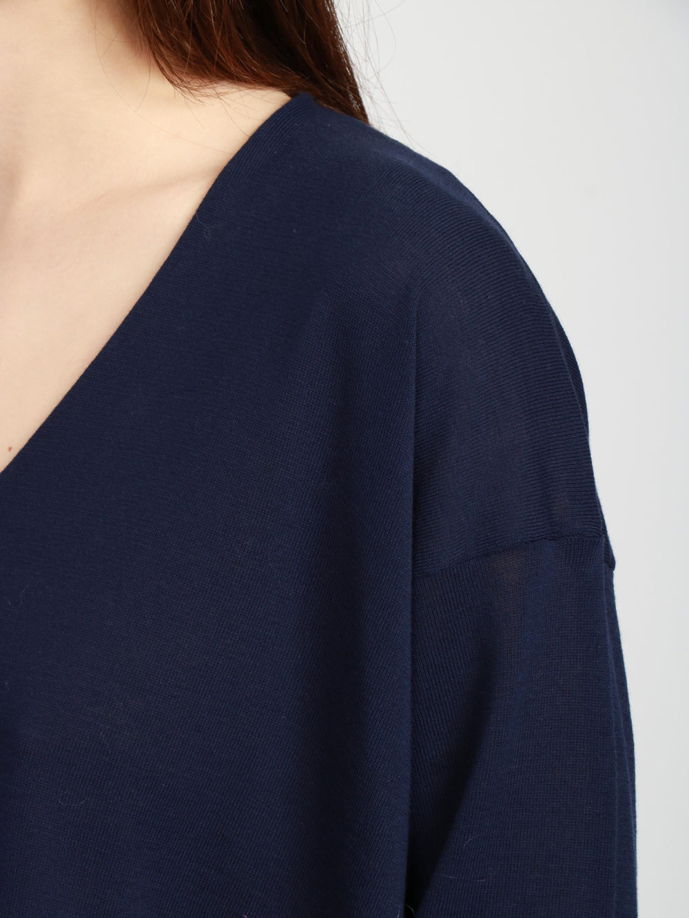 Maglia in Cotone Blu con Scollo a V