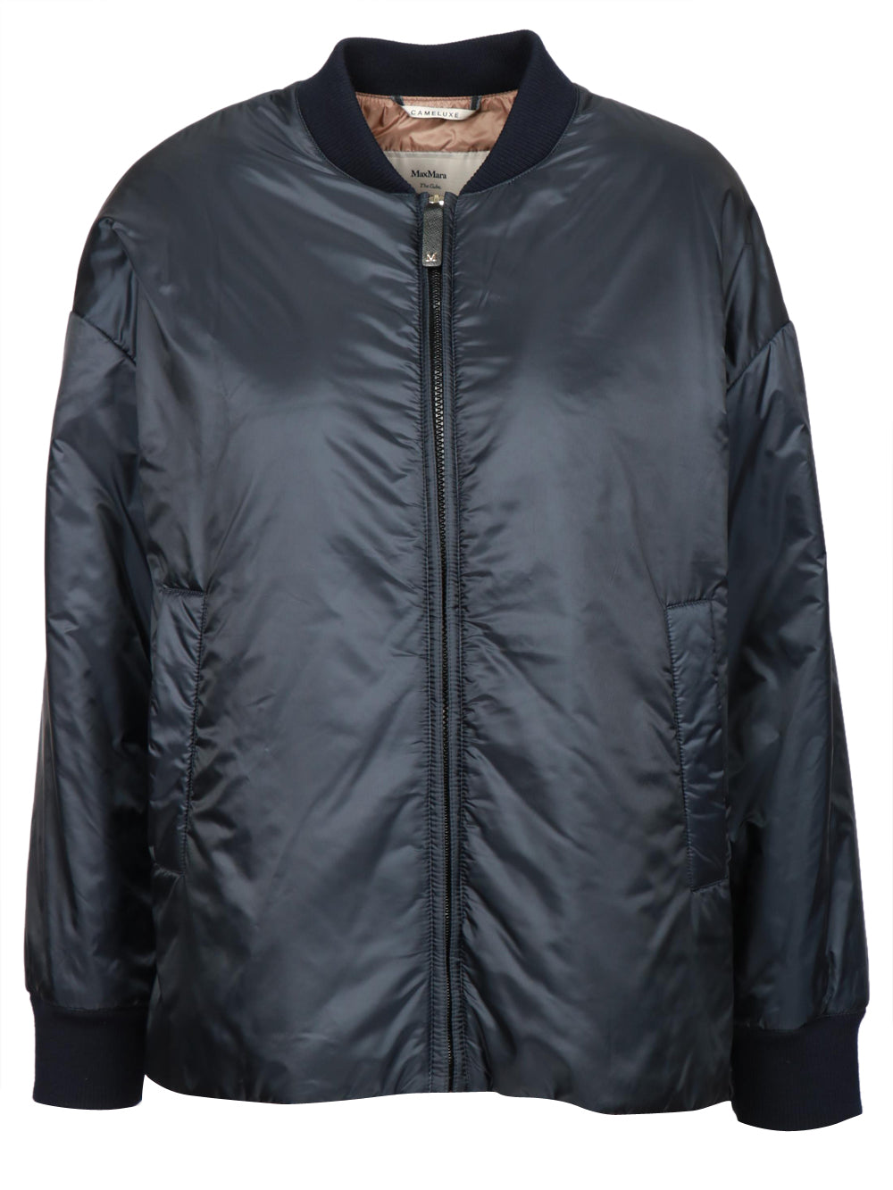 MAX MARA THE CUBE Danish Bomber in Blue Drip Proof Fabric DANISH