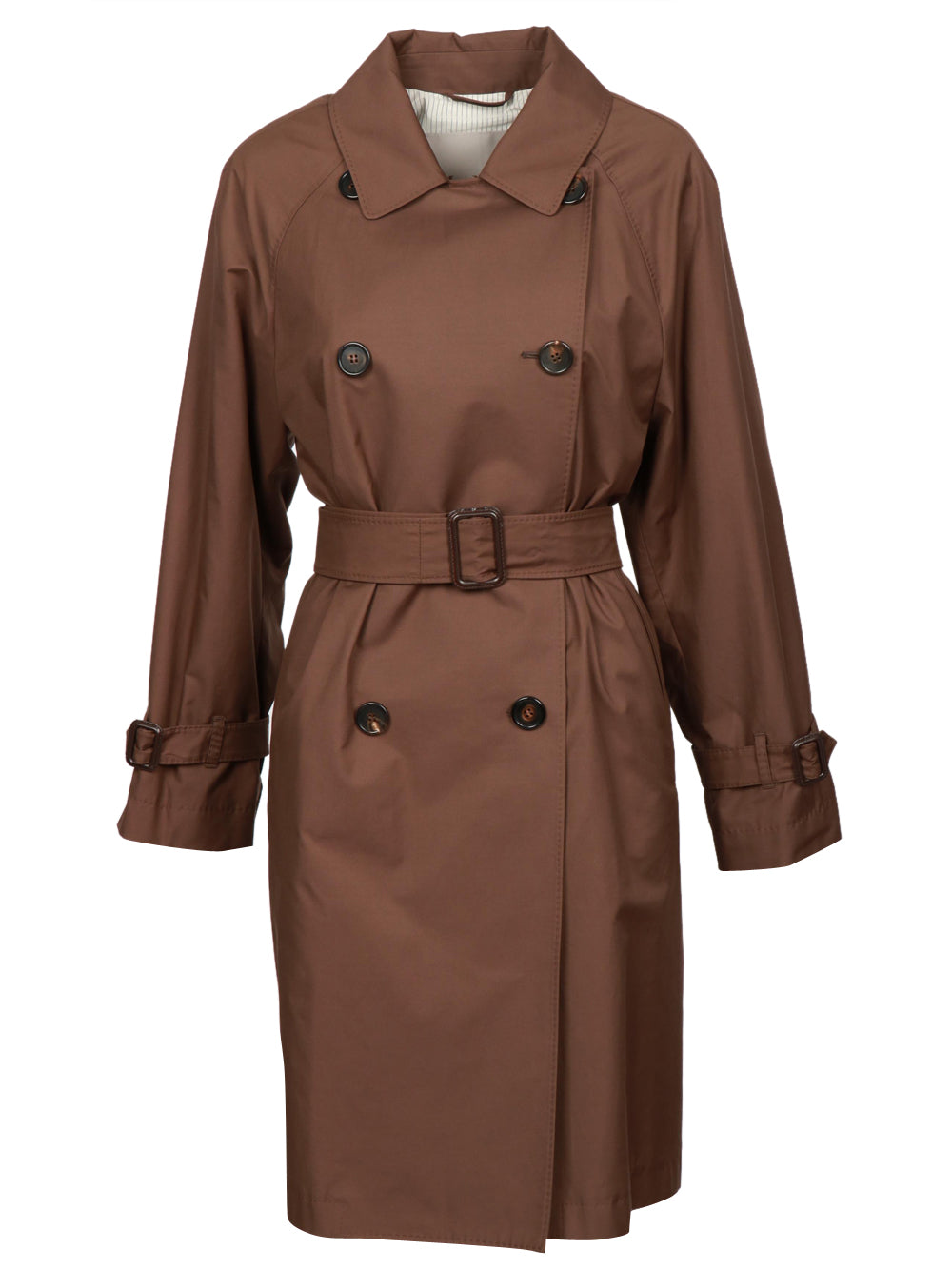 Trench Titrench Doppiopetto in Cotone Marrone