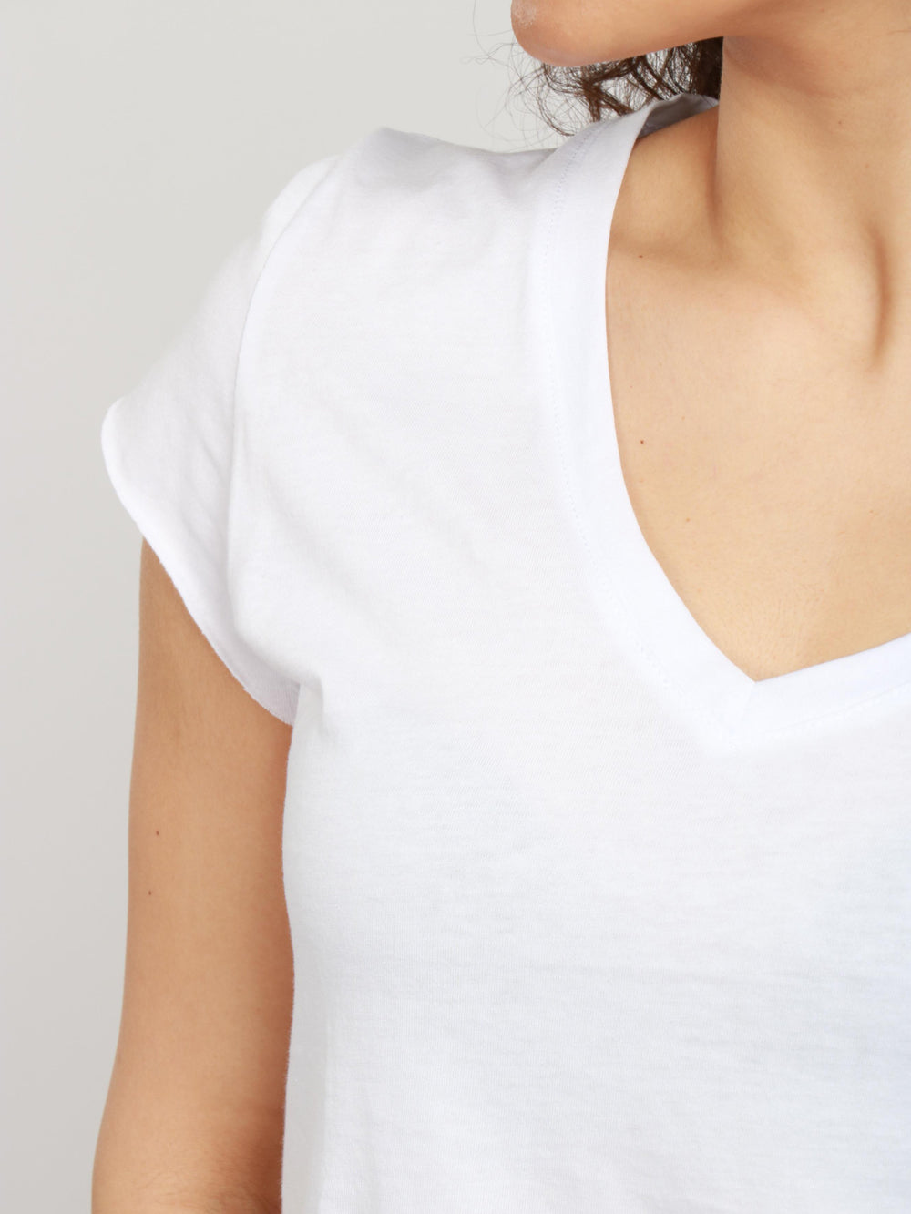 MERCI T-Shirt in Cotone Bianca con Scollo a V Bianco