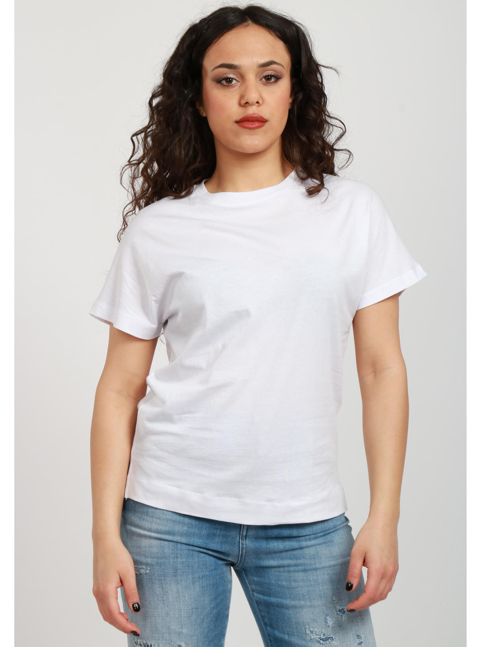 MERCI T-Shirt Girocollo in Cotone Bianca con Logo Bianco