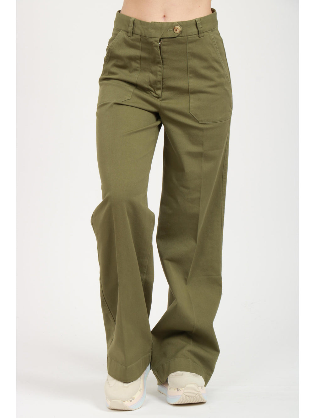 MERCI Pantaloni Verde Militari con Gamba Dritta Verde militare