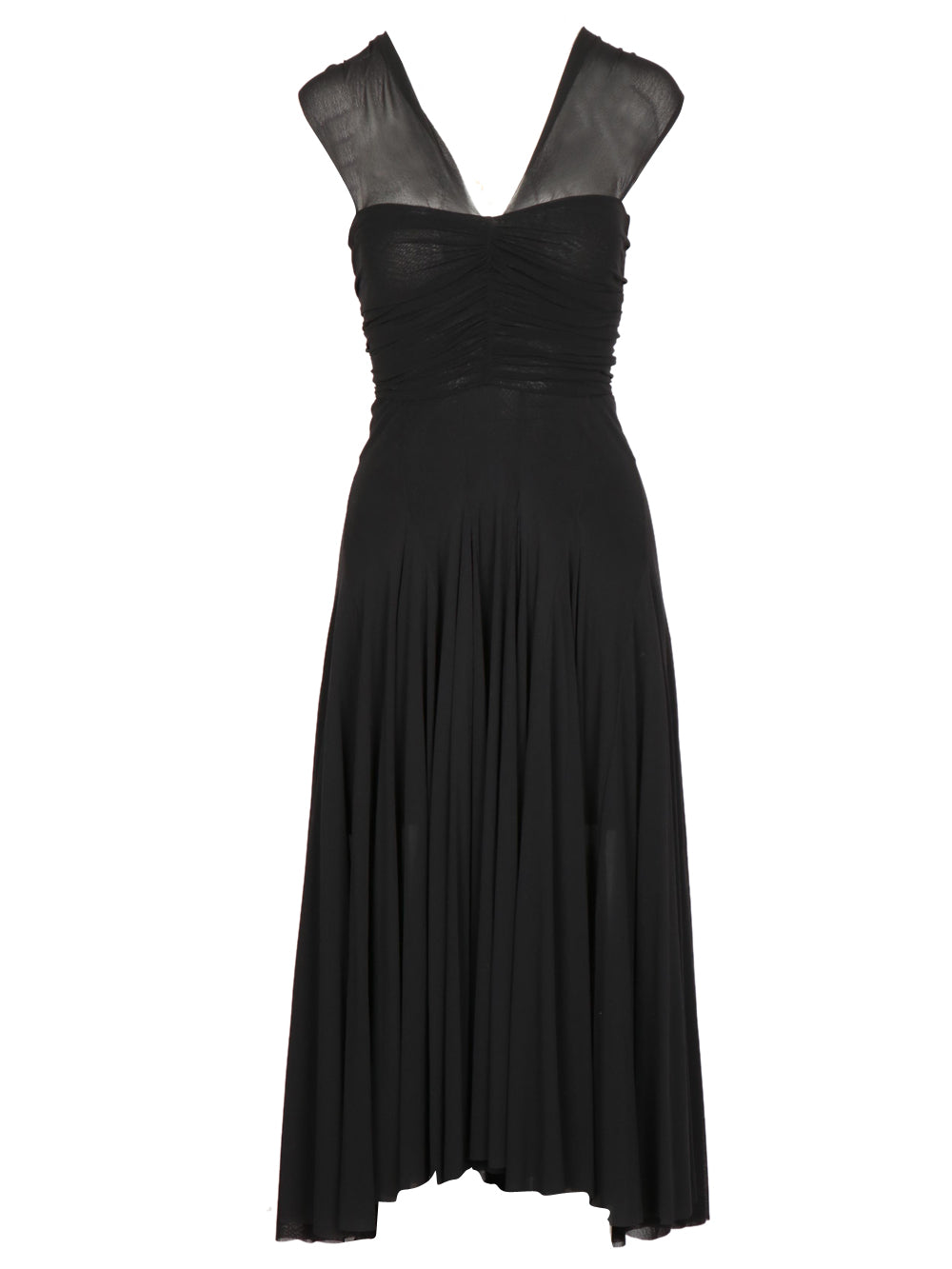 Vestito in Tulle Nero con Drappeggi