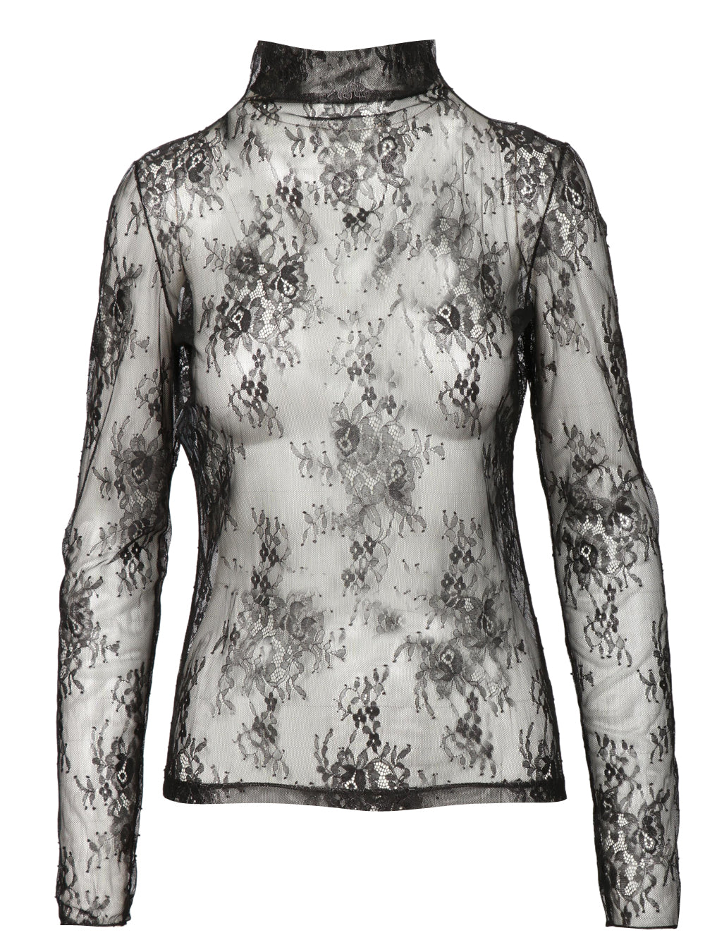 Blusa Traminer in Pizzo Laminato Nera
