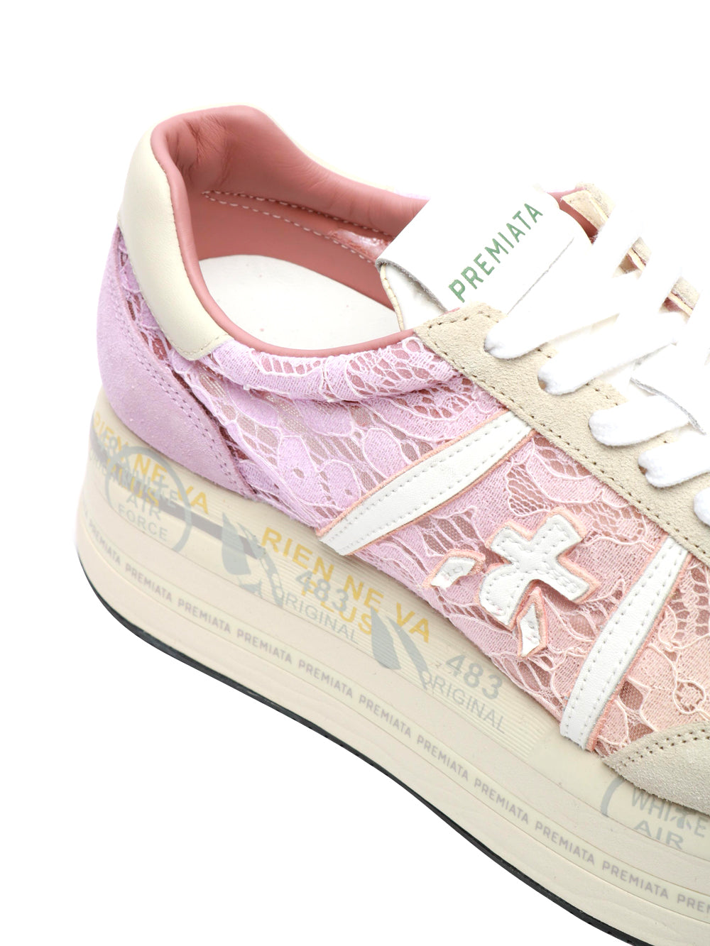 PREMIATA Scarpe Sneakers Beth in Macramé Rosa Sfumata Rosa