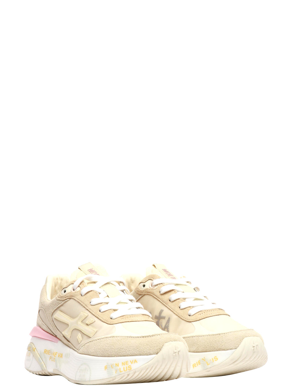 PREMIATA Scarpe Sneakers Moerund in Tessuto e Suede Sabbia Crema/rosa