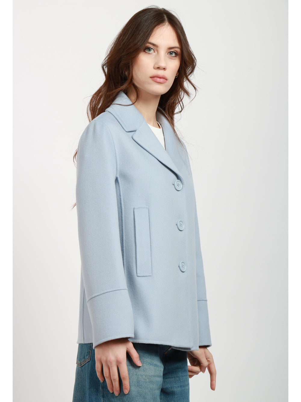 S MAXMARA Caban Moon Monopetto in Lana Vergine Polvere Polvere