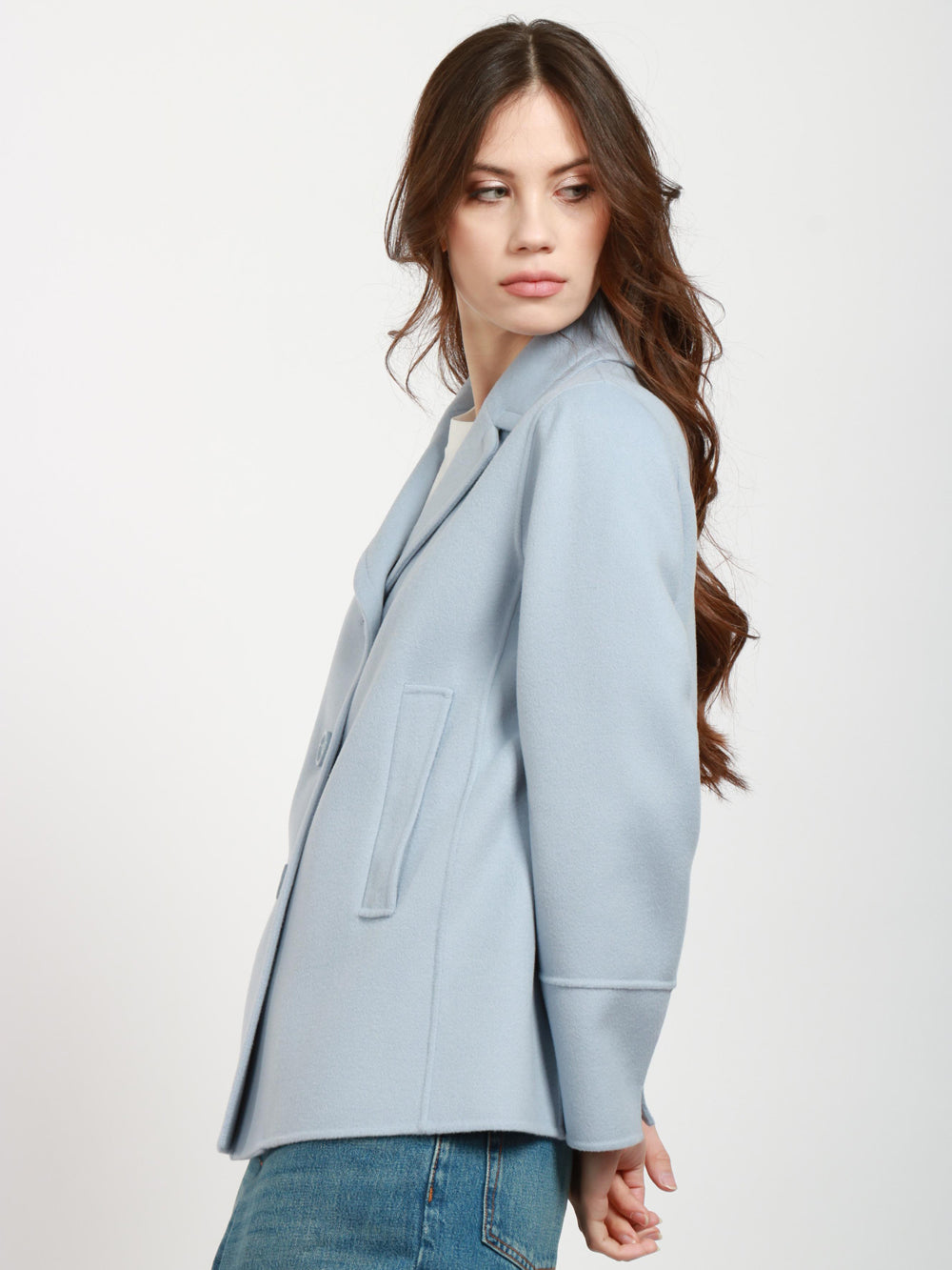 S MAXMARA Caban Moon Monopetto in Lana Vergine Polvere Polvere
