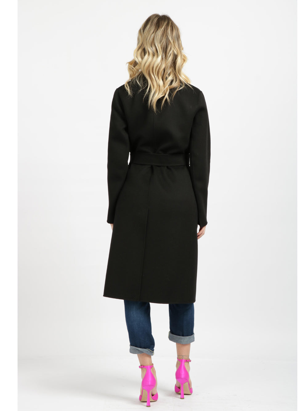 Cappotto Pauline a Vestaglia in Lana Vergine Nero