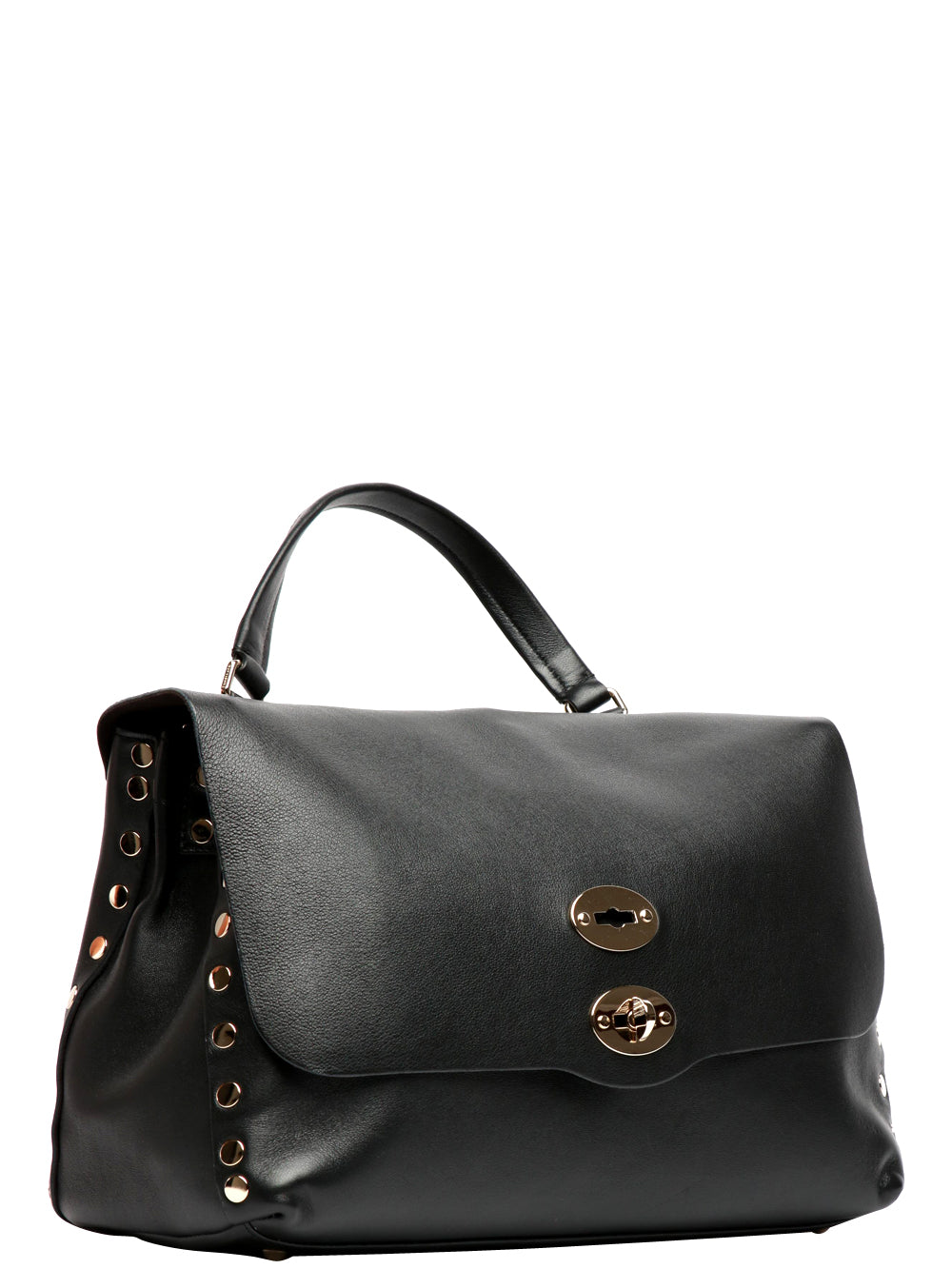 Postina Heritage Medium Handbag in Black Leather