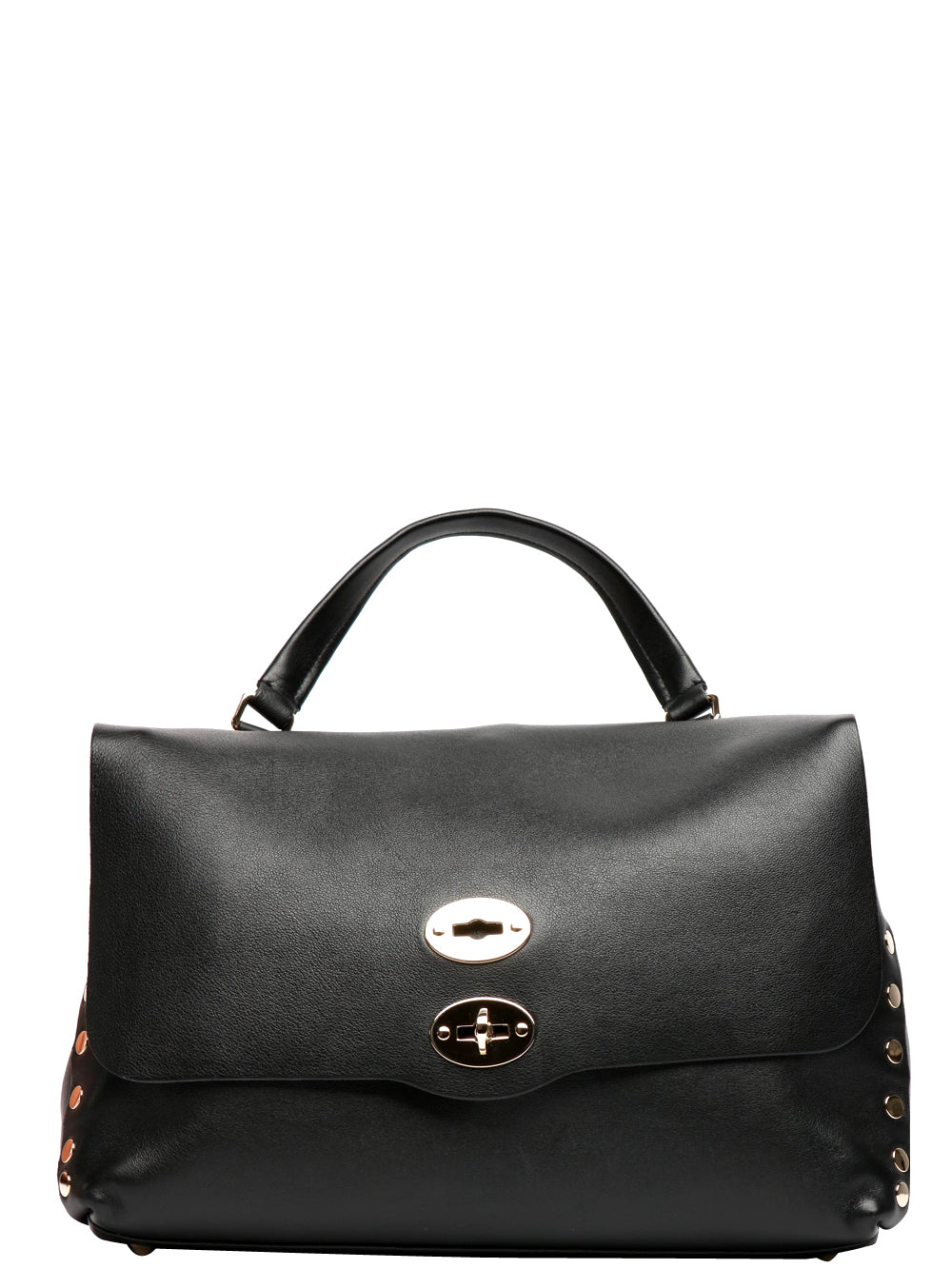 Postina Heritage Medium Handbag in Black Leather
