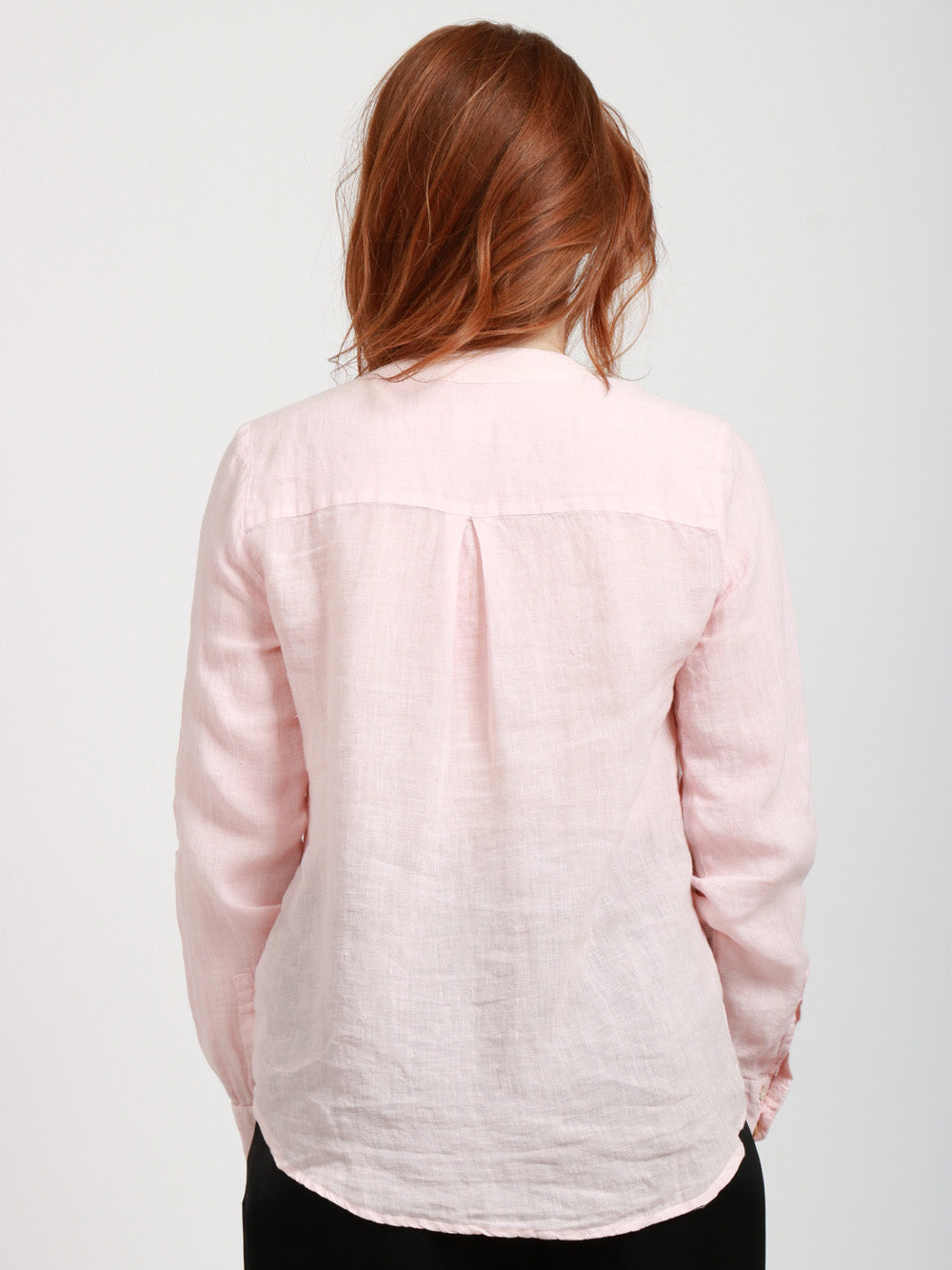 120% Lino Blusa in lino con strass sullo scollo rosa Rosa