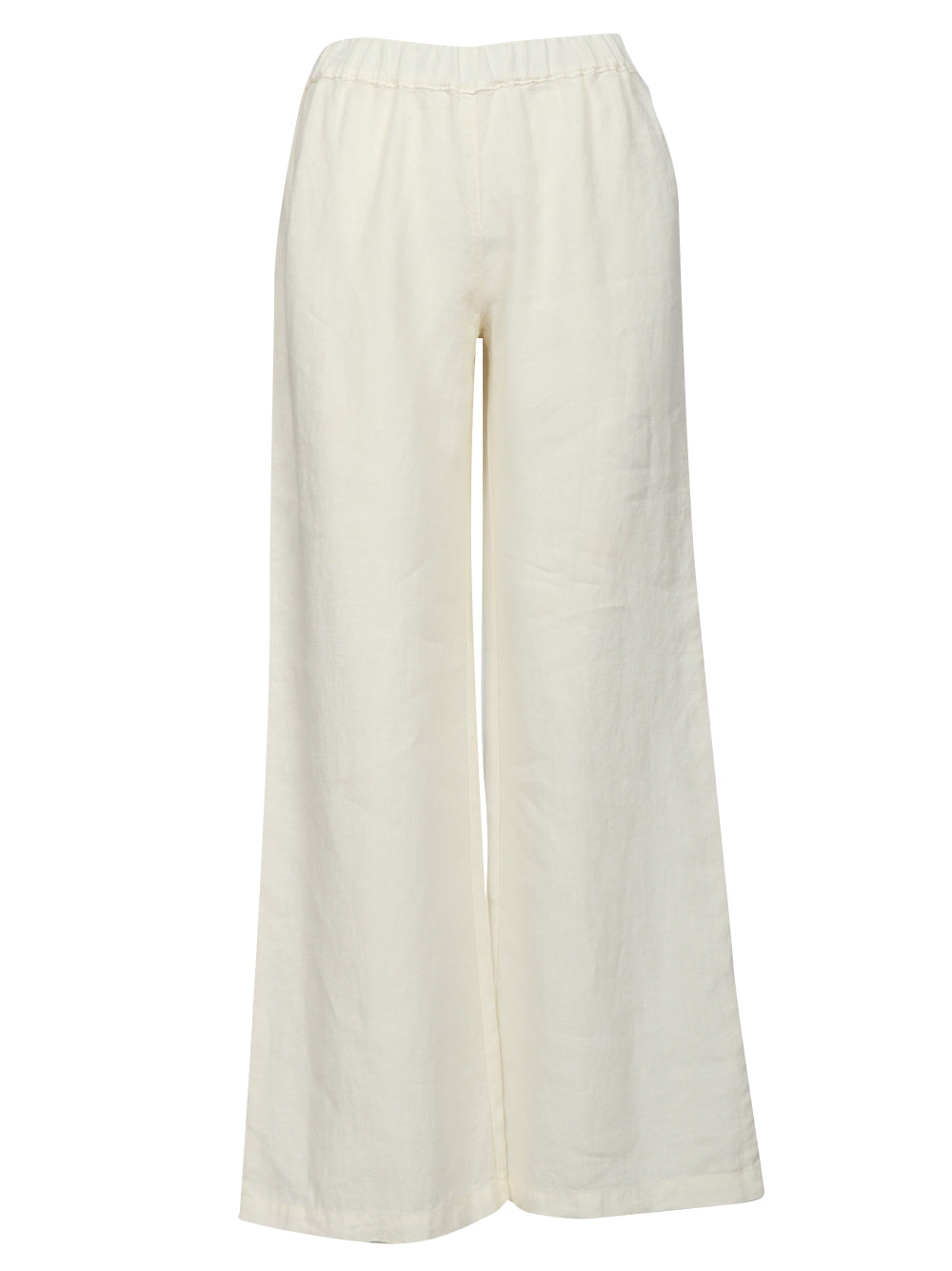 120% Lino Pantalone palazzo in lino con elastico in vita panna Panna