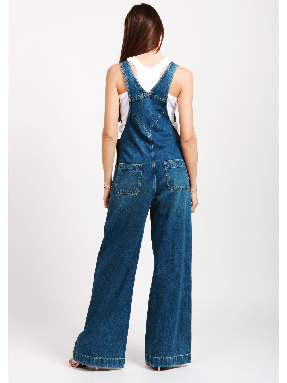 7 FOR ALL MANKIND Tuta Dungares Salopette in Denim Blu Denim Blu