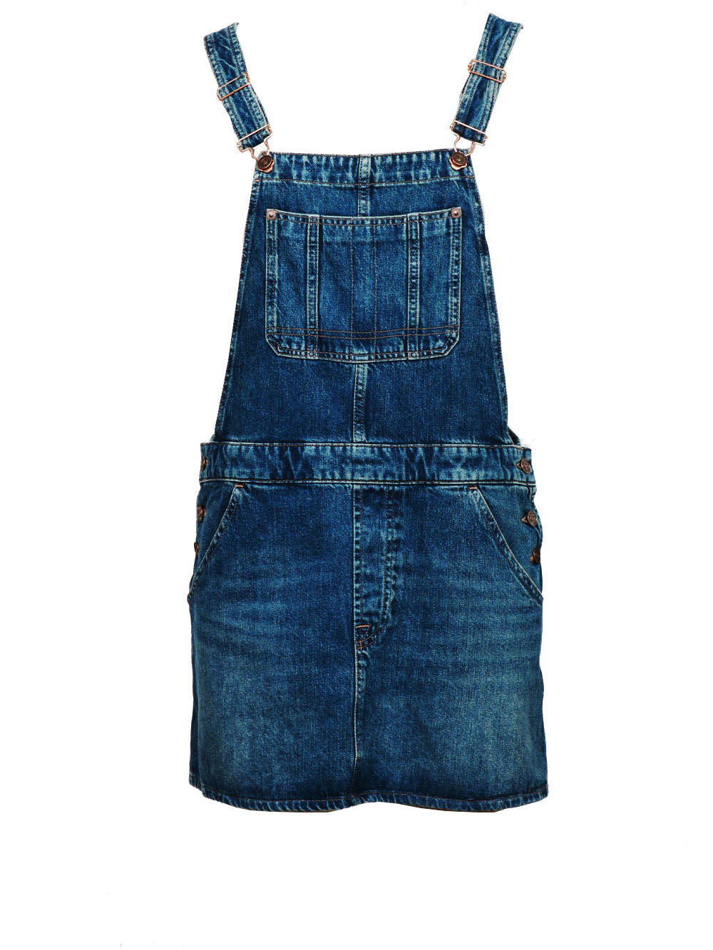 7 FOR ALL MANKIND Vestito Corto Dungares Salopette in Denim Blu Denim Blu
