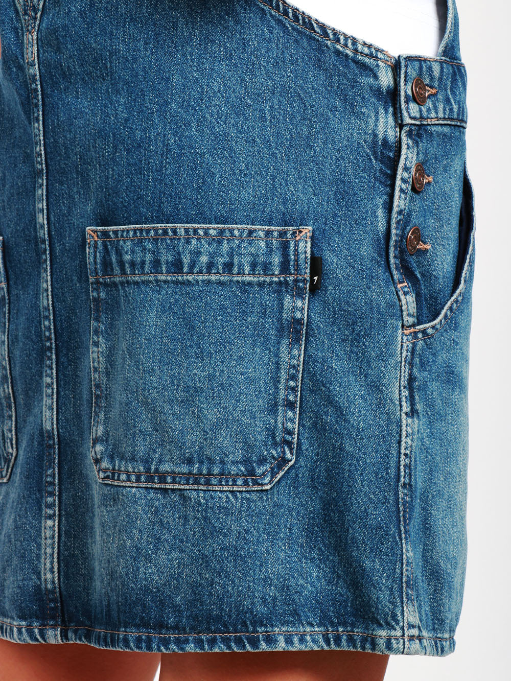 7 FOR ALL MANKIND Vestito Corto Dungares Salopette in Denim Blu Denim Blu